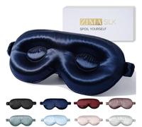 ZIMASILK Masque de sommeil réglable 22 mommes 100 % pure soie de mûrier, masque contour des yeux 3D, super doux, respirant, bloque la lumière pour dormir, bleu marine