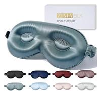 ZIMASILK Masque de sommeil réglable 22 mommes 100 % soie de mûrier, masque contour des yeux 3D pour dormir, super doux et respirant, bloque la lumière pour dormir, pierre bleue
