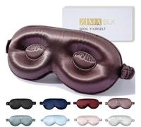 ZIMASILK Masque de sommeil réglable en pure soie de mûrier les yeux 3D profilé pour dormir, bandeau pour les yeux super doux et respirant, bloque parfaitement la lumière pour dormir Gris violet