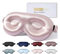 ZIMASILK Masque de sommeil réglable en pure soie de mûrier - Masque contour des yeux 3D pour dormir - Bandeau pour les yeux super doux et respirant - Bloque parfaitement la lumière pour dormir - Rose