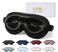 ZIMASILK Masque de Sommeil Réglable en Soie 3D, 100% Mûrier 22 Mommes, pour Longs Cils et Extensions, Confortable avec Remplissage Pur (Noir)