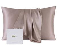 ZIMASILK Taie d'oreiller 100% 21mm Soie de mûrier 6A, pour la santé des Cheveux et de la Peau, avec Fermeture éclair YKK, Coffret Cadeau (Standard 50 x 75 cm, Prune Clair)