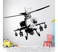 ZIMBRO Stickers muraux militaires hélicoptères autocollants héros soldats décoratifs en vinyle maison garçon salle de jeux chambre fine chambre salon noir autocollants muraux 75 x 57 cm