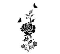 ZIMBRO Stickers muraux roses noires pour décoration d'intérieur, rose noire, art déco, chambre de fille, maison, moderne, noir, 60 x 30 cm
