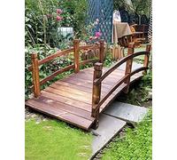 ZIMGOD Pont de Jardin Pont en Bois pour Jardin, Petit Pont D'étang Décoratif avec Rails Latéraux, Pont de Jardin en Arc Rustique pour Le Paysage de la Passerelle de la Cour, 1,4 m / 4,6 Pieds de Long