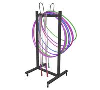 ZIMGOD Support Cerceau Hula Hoop Chariot à roulettes pour Cerceaux Suspendus, Support pour Cordes à Sauter et Cerceaux de Fitness, Présentoir pour Cerceaux de Hula Hoop en Fer pour Salle de Sport