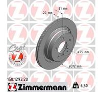 ZIMMERMANN 150.1293.20 Coat Z Disque de frein Arrière droit 312mm