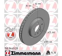 Zimmermann Disque de frein 150.3449.20 Coat Z ventilé intérieur pour BMW