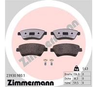 ZIMMERMANN 23930.980.1 Kit de plaquettes de frein, frein à disque pour RENAULT
