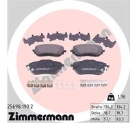ZIMMERMANN 25698.190.2 Kit de plaquettes de frein, frein à disque pour TOYOTA
