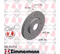 2x Disque de frein ventilé de l'intérieur 285.3527.52 ZIMMERMANN pour HYUNDAI