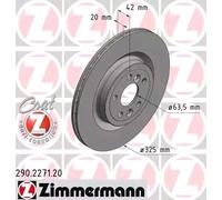 2x Disque de frein ventilé de l'intérieur 290.2271.20 ZIMMERMANN pour LAND ROVER