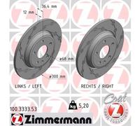 2x Disque de frein ZIMMERMANN 100.3333.53 convient pour VAG AUDI (FAW)