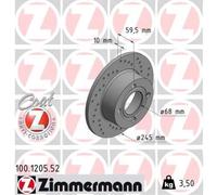ZIMMERMANN 2X Disque De Frein Arrière Ø245 Mm Pour Audi 80 8C B4 2.0 89 89Q 8A