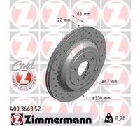 ZIMMERMANN 2X Disque De Frein Arrière Ø330 Mm Pour Mercedes-Benz M-Class W164 ML
