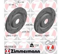 Zimmermann 2X Disque De Frein Arrière Ø330 Ventilé Pour Audi A4 Avant 8K5 B8