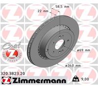 ZIMMERMANN 2X Disque De Frein Arrière Ø340 Ventilé Pour KIA Stinger CK 3.3