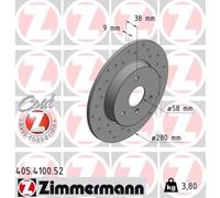 ZIMMERMANN 2x Disque de Frein Avant Ø280 MM pour Smart Fortwo Coupé 450 0.8 CDI