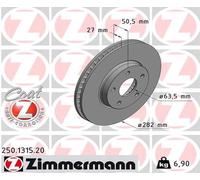 ZIMMERMANN 2X Disque De Frein Avant Ø282 Ventilé Pour Ford Focus IV