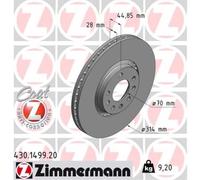 ZIMMERMANN 2x Disque de Frein Avant Ø314 MM pour Saab 9-3 Cabriolet YS3F 1.8' T