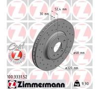 ZIMMERMANN 2x Disque de Frein Avant Ø320 MM Aéré Internement Perforé pour Audi
