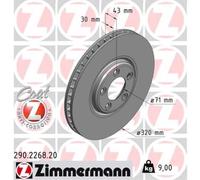 Zimmermann 2X Disque De Frein Avant Ø320 Mm Ventilé Pour Jaguar S-Type X200