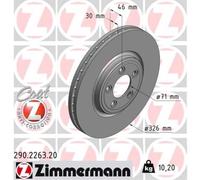 ZIMMERMANN 2x Disque de Frein Avant Ø326 MM pour JAGUAR S-TYPE X200 3.0 V6 2.7