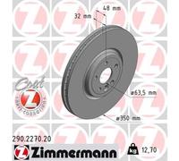 ZIMMERMANN 2X Disque De Frein Avant Ø350 Mm Ventilé Pour Jaguar F-Pace X761