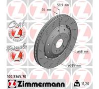 ZIMMERMANN 2X Disque De Frein Avant Ø365 Mm Ventilé Perforé Pour Audi A5 8T3 RS5
