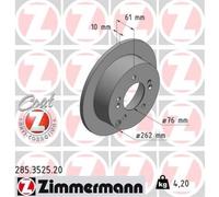 ZIMMERMANN 2x Disques de Frein Arrière Ø262 MM pour Hyundai Jm 2.0 Sonata V Nf