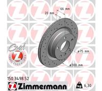 ZIMMERMANN 2x Disques de Frein Arrière Ø300 MM Aéré Internement Perforé pour