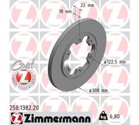 ZIMMERMANN 2x Disques de Frein Arrière Ø308 MM Plein pour Ford Transit V363 Bac