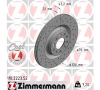 ZIMMERMANN 2x Disques de Frein Arrière Ø320 MM De Aéré Internement Perforé pour