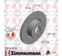 ZIMMERMANN 2x Disques de Frein Arrière Ø330 MM Aéré Internement Perforé pour BMW