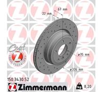 ZIMMERMANN 2x Disques de Frein Arrière Ø336 MM Aéré Internement Perforé pour BMW