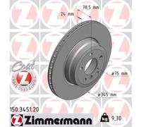 ZIMMERMANN 2x Disques de Frein Arrière Ø345 MM Aéré Internement pour BMW X5 E70