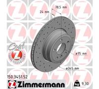 ZIMMERMANN 2x Disques de Frein Arrière Ø345 MM Décharge Interne Perforé pour BMW