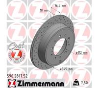 ZIMMERMANN 2x Disques de Frein Arrière Ø345 MM pour Toyota Land Cruiser 200_