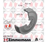 ZIMMERMANN 2x Tambour Arrière Convient pour VW Amarok S1B 2H 2HA 2HB S6B S7A