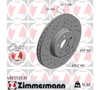 2x Disque de frein ventilé de l'intérieur 400.5520.30 ZIMMERMANN