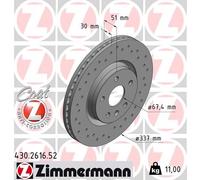 2x Disque de frein ventilé de l'intérieur 430.2616.52 ZIMMERMANN pour OPEL