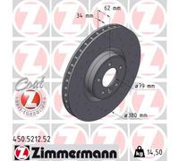 2xDisque de frein ZIMMERMANN 450.5212.52 convient pour LAND ROVER