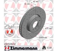 ZIMMERMANN Disque de frein 450.5226.52 ventilé perforé Ø349 avant 2x pour Land Rover