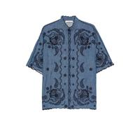 Zimmermann - Aster Scalloped Blouse - Femme - Blouses et Chemises - Bleu - Taille: 38 FR