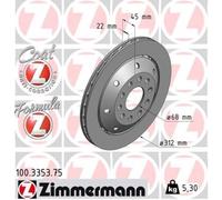ZIMMERMANN Disque De Frein Ø312 Ventilé Arrière Gauche Pour Audi A4 Avant 8D5 B5