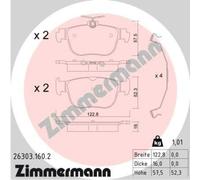 ZIMMERMANN Jeu de garnitures de frein, frein à disque arrière 26303.160.2