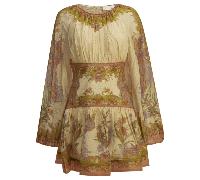 Zimmermann robe courte femme rose en coton et soie - 1