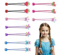 Zimocepuz élastiques à cheveux fille, 10 pièces bandeaux perles de camélia colorées, fraise/ours/cœur et autres formes, aucun dommage à la queue de cheval