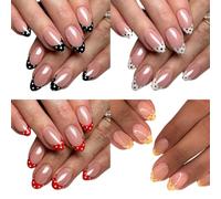 Zimocepuz Ongles Press-On Amande French à Pois, 4 Sets 96 Pièces