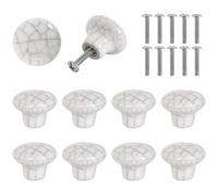 Zimoer 10 Pièces Boutons de Meuble en Céramique Marbré, Rond Céramique Tiroir de Porte Poignée, 32MM Bouton Ceramique Meuble Blanc avec Vis, Poignées de Meuble pour Placard Armoire Cuisine